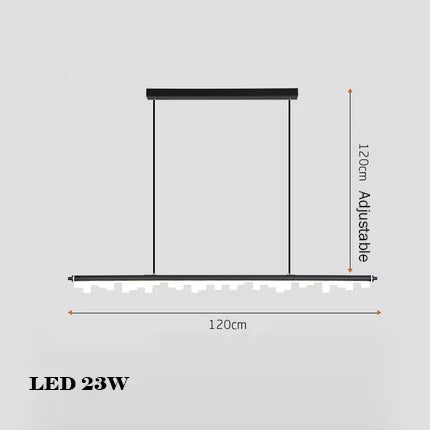 Modern minimalist chandelier in black gold for hanging lighting - Dimmable / 120cm B