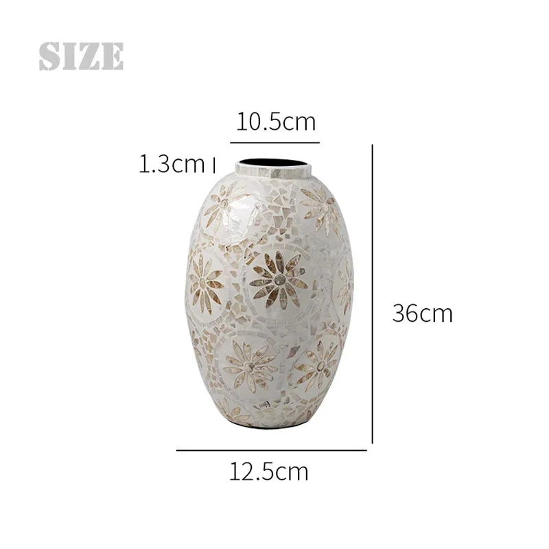 Ahunderjiaz-French Vintage Shell Vase, Living Room Countertop, Flower Arrangement, Home Decorations, Photography Props, 2024 - A