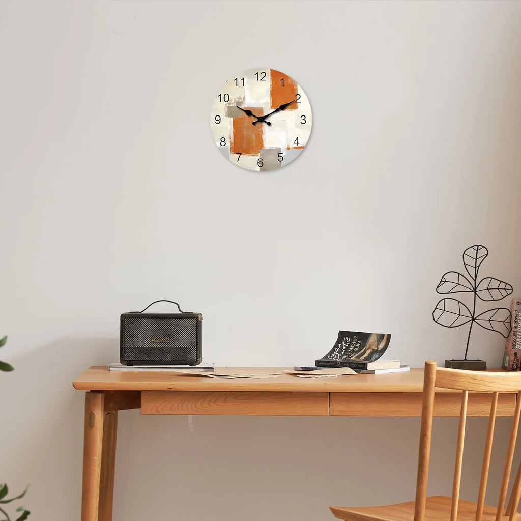 Modern wooden wall clock abstract decorative silent pattern - view 6