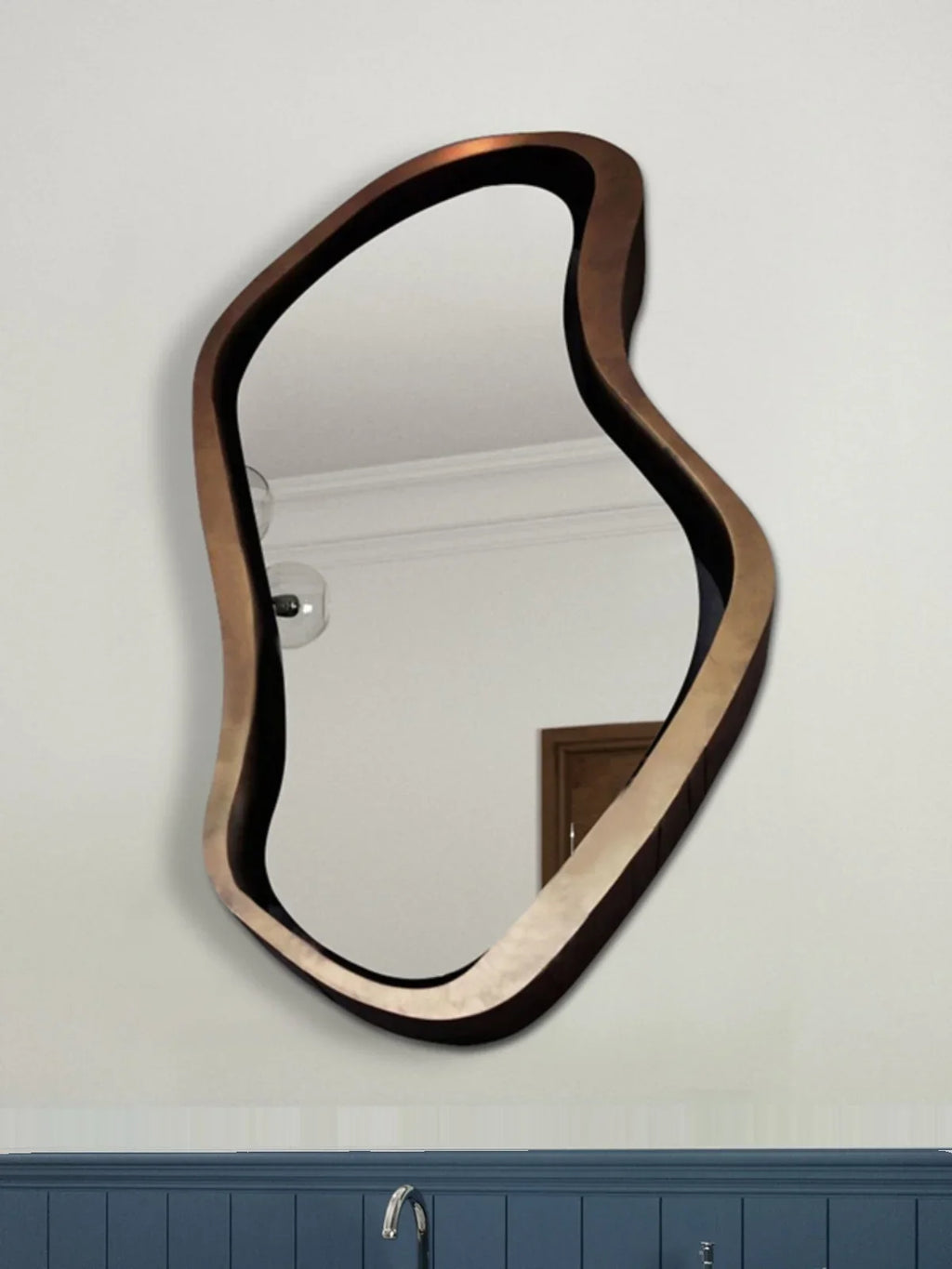 Minimalist nordic wall mirror creative with led lighting - view 4