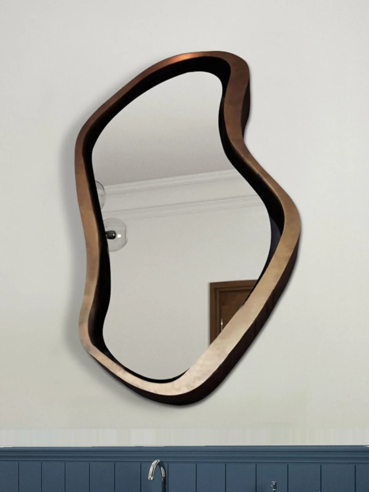 Minimalist nordic wall mirror creative with led lighting - view 4