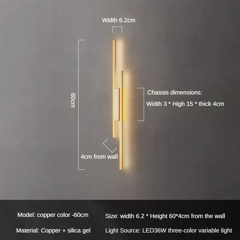 Copper wall sconce for modern and creative decoration - 2700-5500K / Gold-60cm