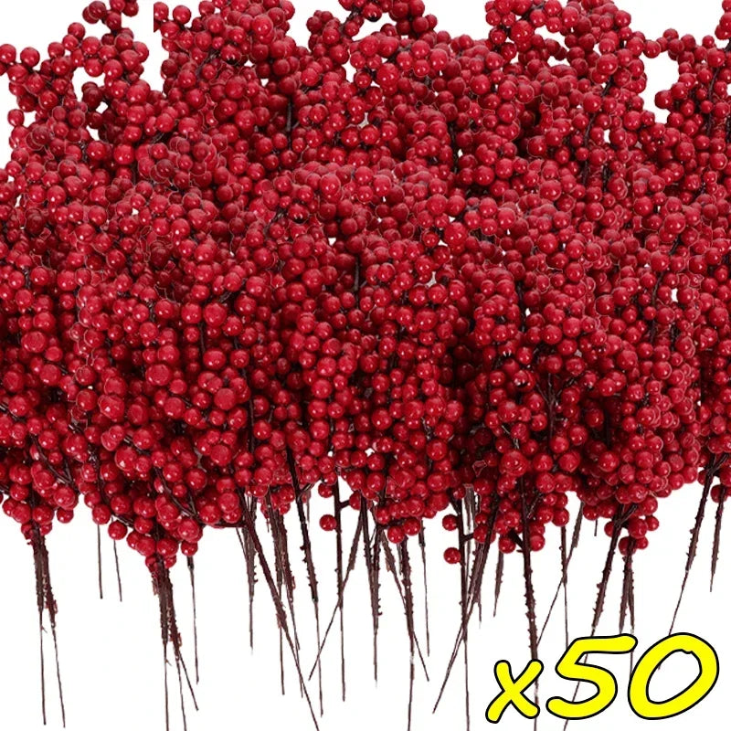 Artificial berry branch for Christmas decoration - 50 succursales / 20,5 x 7 x 3 cm