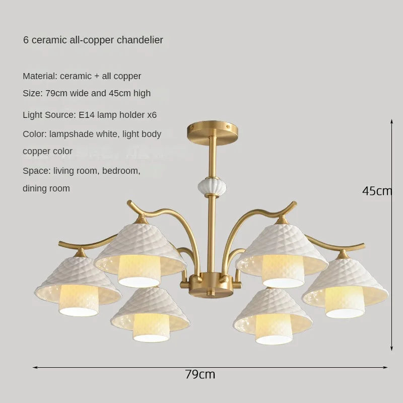 Ceramic and copper desk lamp modern design adjustable angle - 5000-6000K / 6 Heads