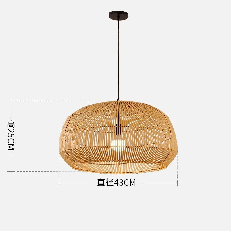 Vintage pendant light in Chinese style bamboo hand made for interior decoration - Model A Diameter 43cm