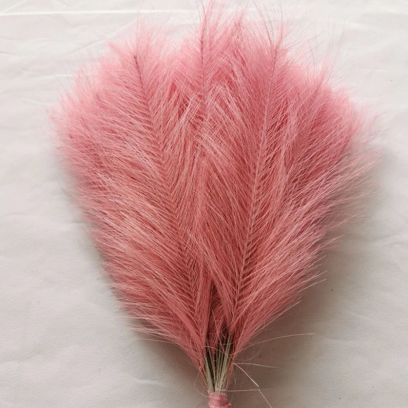 10 bouquets artificial pampa grass for interior decoration - Dark Pink / 30 Pieces