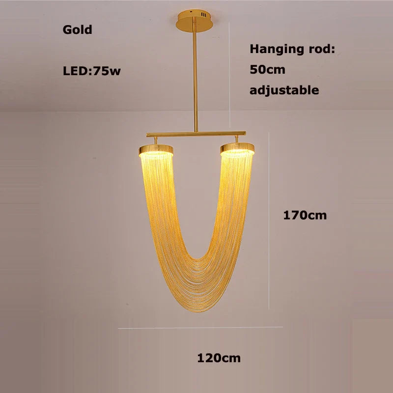 Chandelier art decorative led dimmable in gold-gold aluminum modern elegant design - Neutral light / Gold
