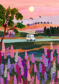 Abstract landscape posters and prints for interior decoration - PURPLE / 50x70cm Unframed
