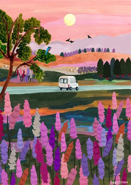 Abstract landscape posters and prints for interior decoration - PURPLE / 50x70cm Unframed