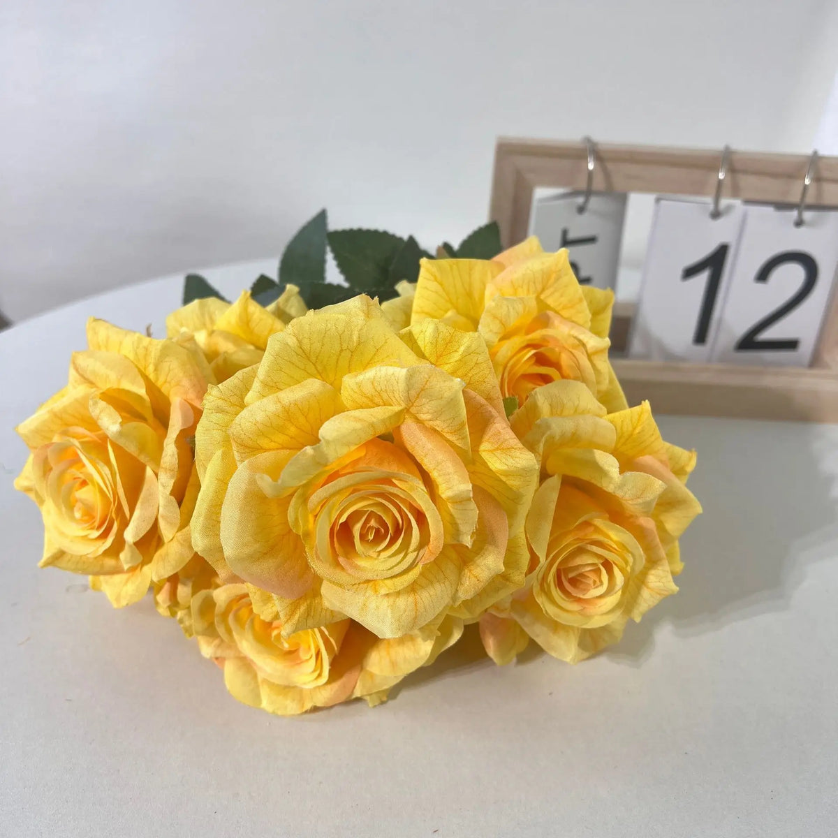 Bouquet of artificial silk rose wines for interior - Dark Yellow