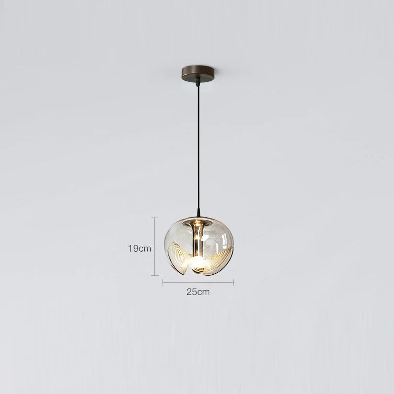 Round pendant light in glass for restaurant bar and kitchen - Silver with glass / Warm White