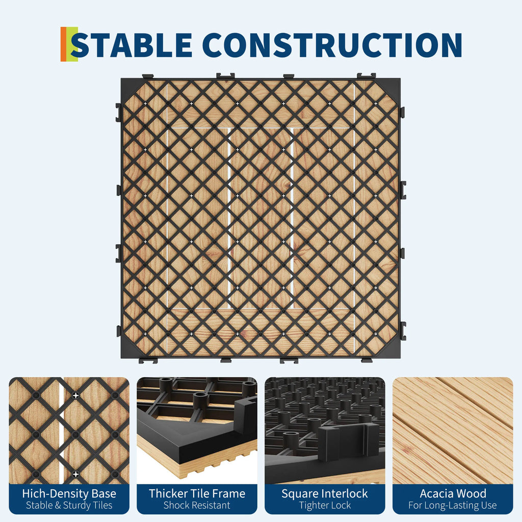 12x12 in. Acacia Wood Interlocking Deck Tiles Slip-Resistant - view 7