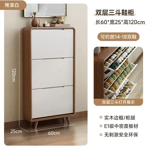 Minimalist vintage wooden shoe shelf and space gain - Style23