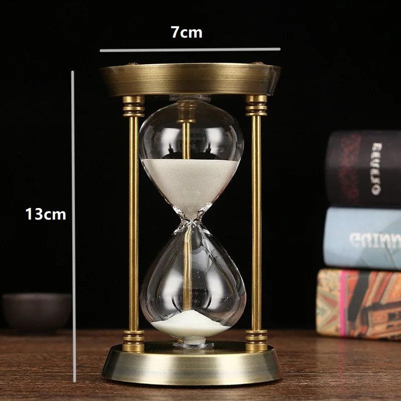 Vintage Nordic metal hourglass for artisanal decoration - White / 5min