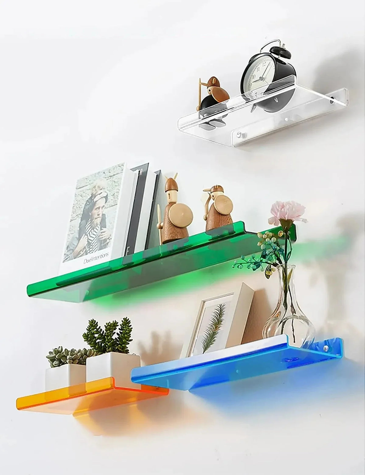 Acrylic Floating Wall Shelf Organizer for Living Room Decor