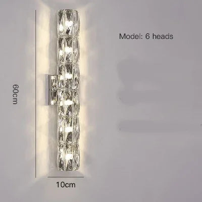 Modern wall sconce crystal for elegant interior decoration - 6 Chrome Layers / Warm Light