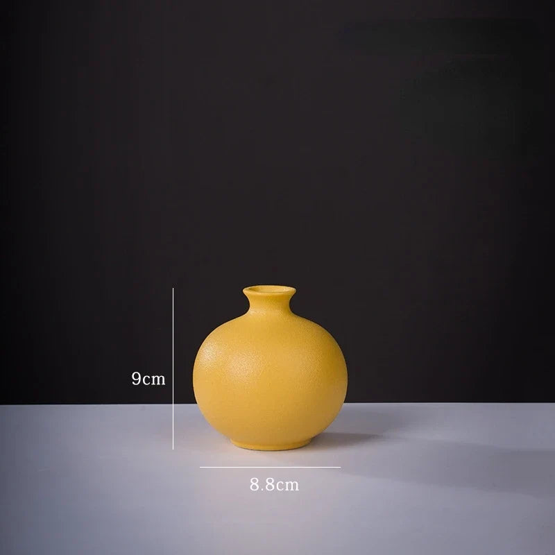 Ceramic Small Vase for Home Decoration, Simple and Modern, Round Flowers, Solid Color, New - 10