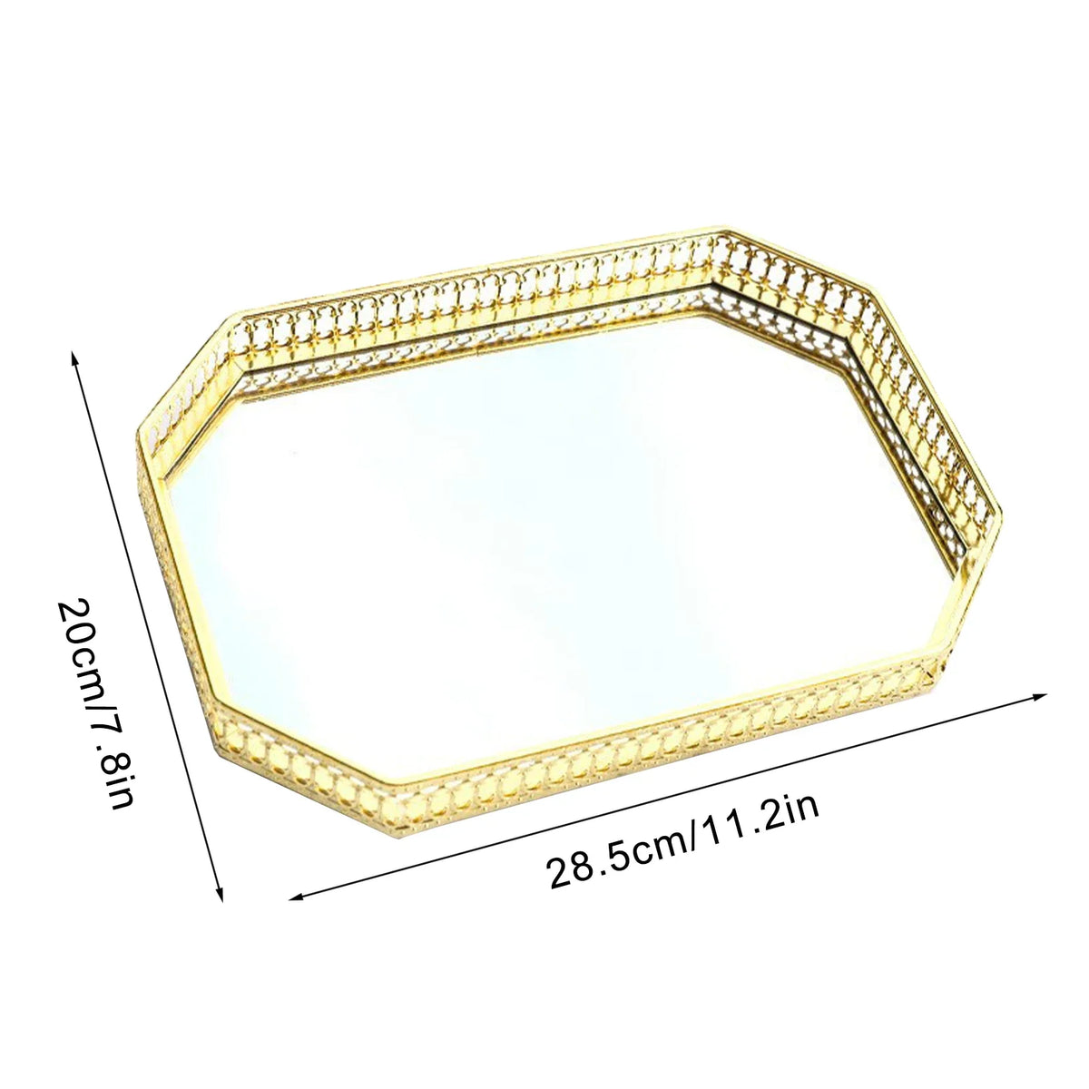 Metal storage tray decorative mirror for cosmetics and dishes - Large Rectangular 1