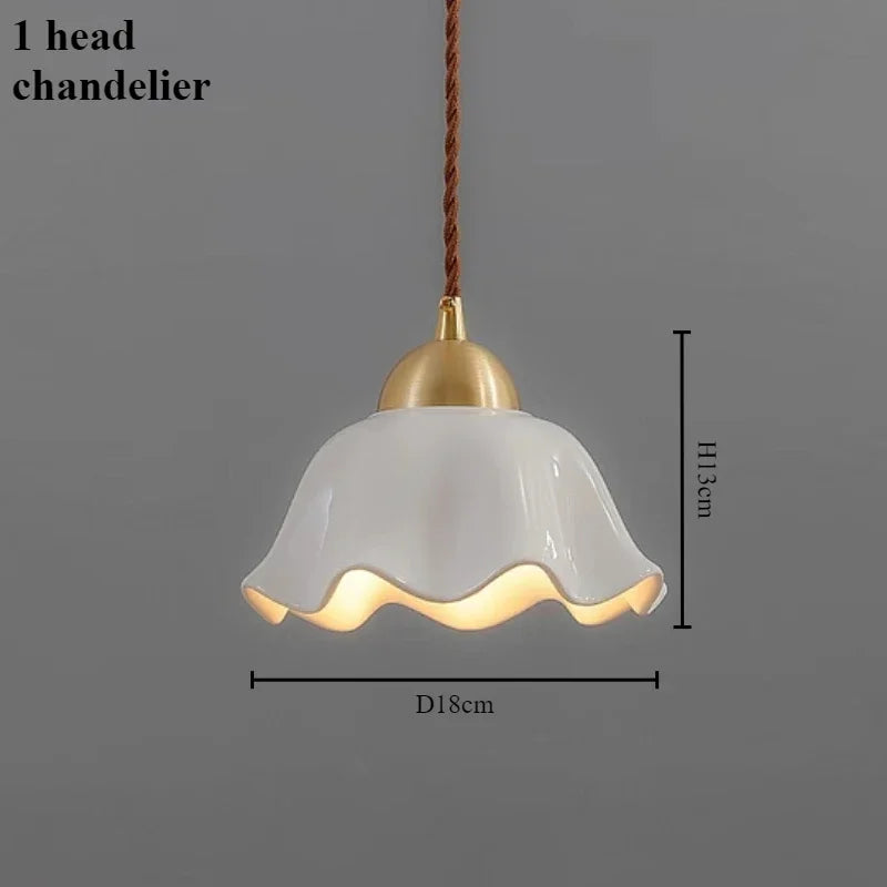 Modern chandelier in ceramic flower for contemporary interior - 1 Head / Warm Light 3000K