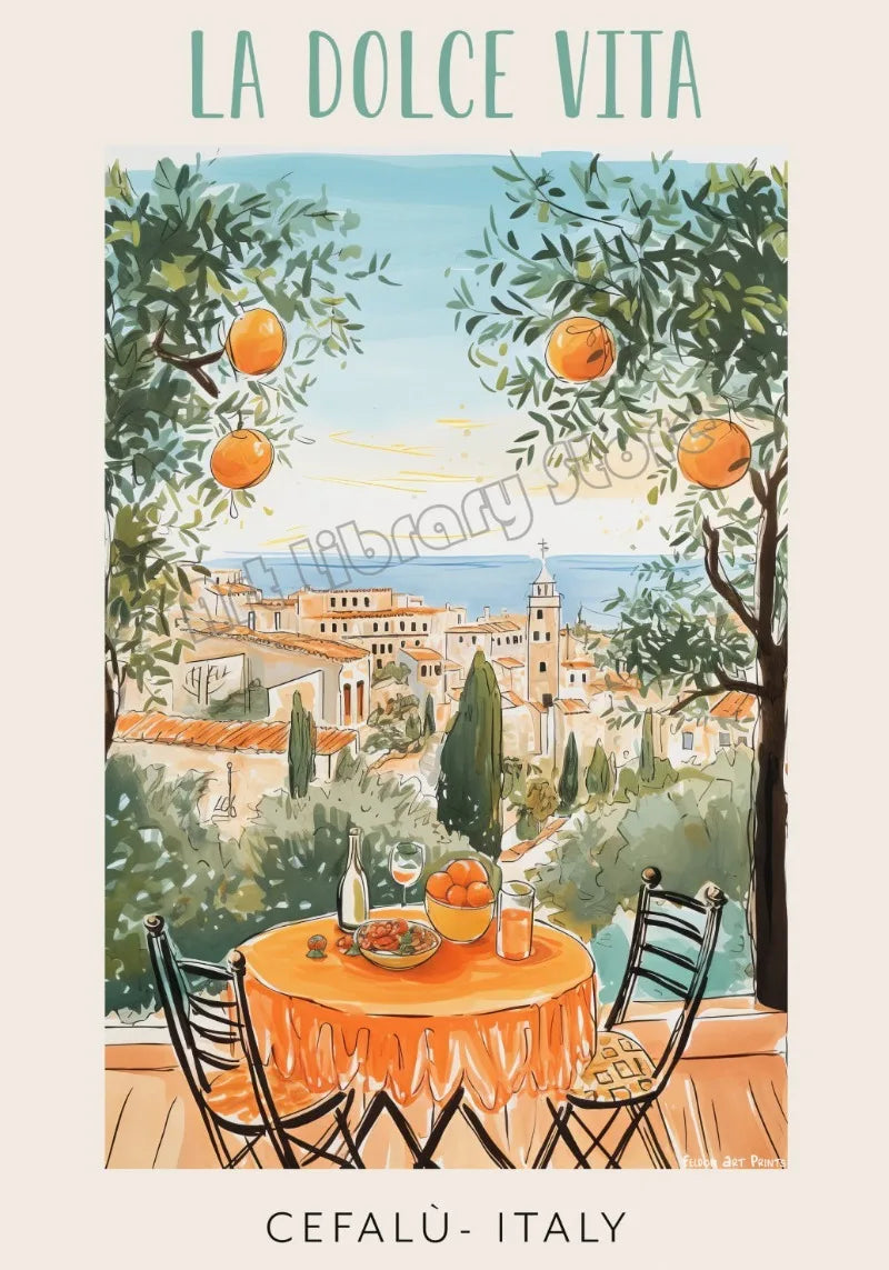 Vintage travel poster in italia with landscapes and gastronomy - 20X30cm Unframed / 11