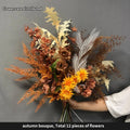 Autumn Rayon rose Botanical Bouquet, DIY Flower Arrangement, Wedding Party, Home Garden decor Accessories, Fake Plants - B