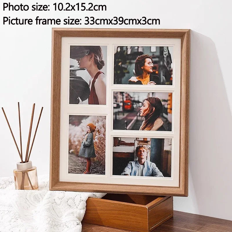 Solid wood display for decorative wedding photo frames - C-6 pouces