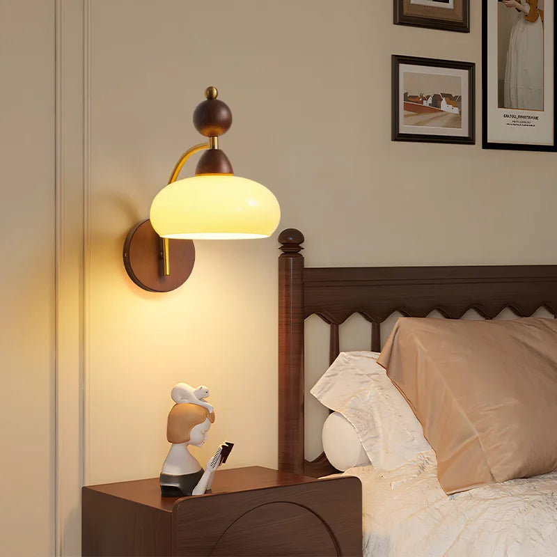 Vintage wall sconce in copper and wood for interior - view 2