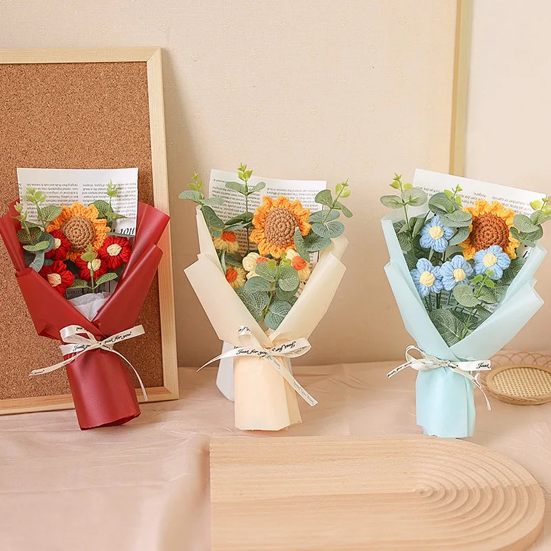 Bouquet of handmade crochet sunflowers for gifts and decorations - view 5