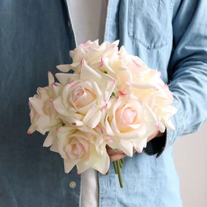 Bouquet of realistic artificial rose wines for wedding and decoration - view 6