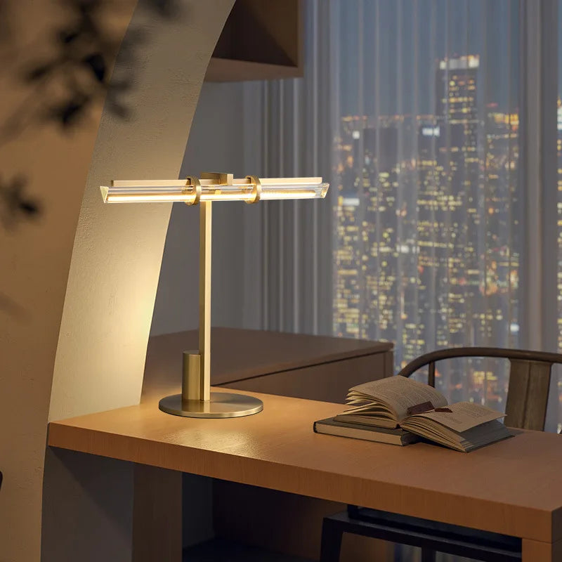 Modern led desk lamp in minimalist crystal for reading and working - view 4