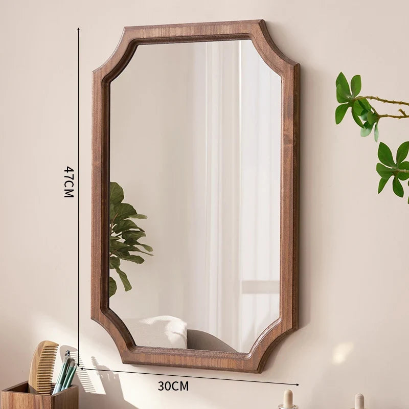 Vintage solid wood mirror for waterproof and rustproof make-up - Lilas 47x 30cm