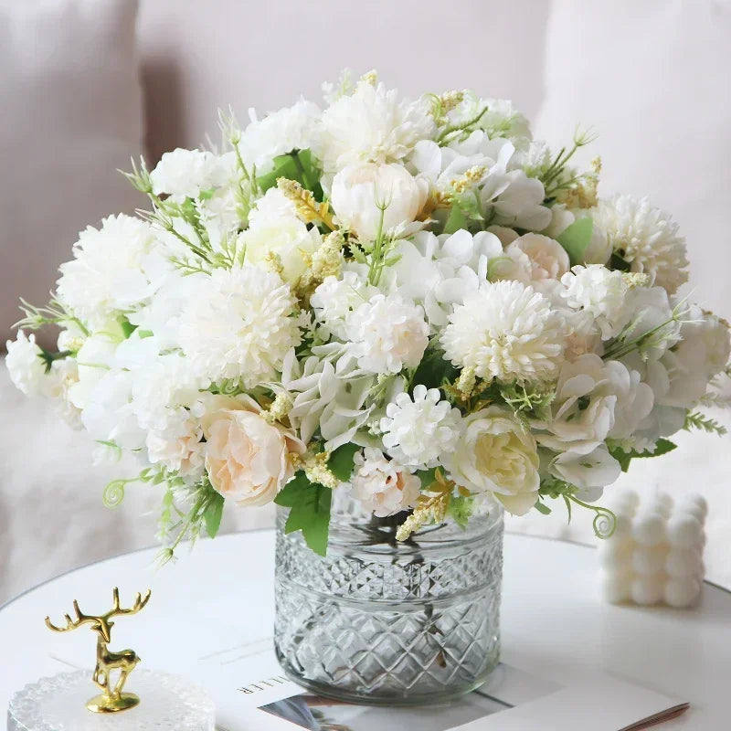 Bouquet of artificial peonies hortensias for festive decoration - view 3