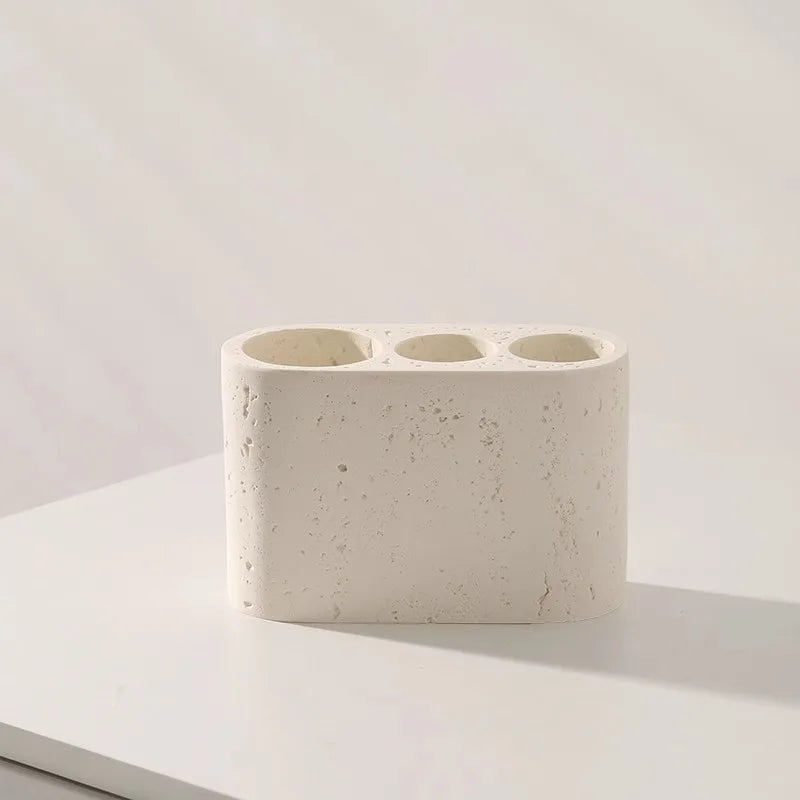 Wabi-Sabi-Electric Toothbrush Holder Set, Bathroom Toothbrush Cup, Vanity Desktop Storage Tray, Home Decoration - 3 Toothbrush Holder