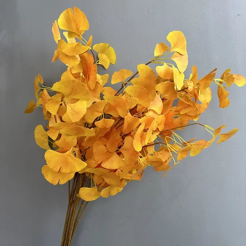 Artificial ginkgo decorative plant with three forks for outdoors