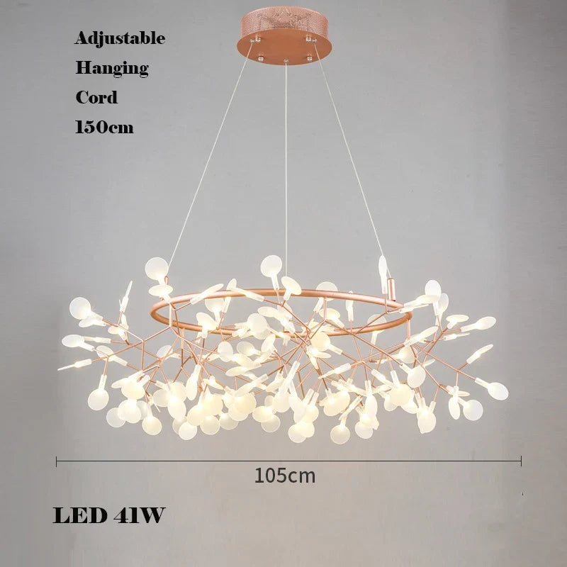 Creative LED chandelier in stainless steel and acrylic for interior decoration - Dia105cm B / Rose Gold / Dimmable