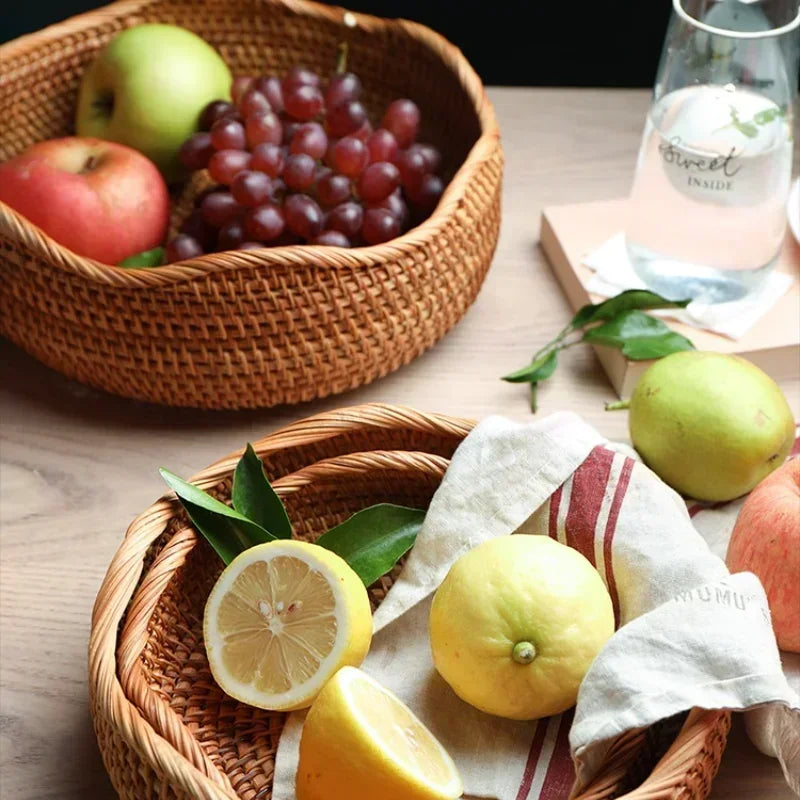 Woven storage basket in rattan for kitchen and picnic - view 4