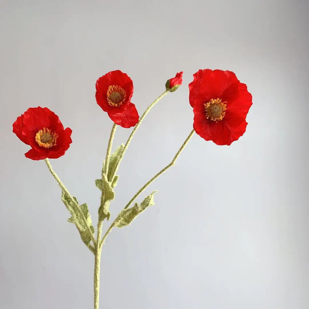 Bouquet of artificial flowers poppy for home decoration garden party - Red