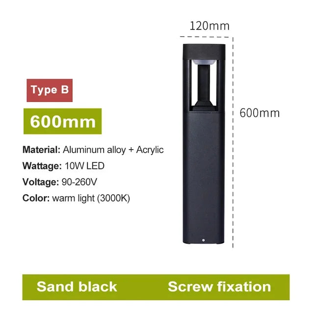 Aluminum Outdoor Path Light with Screw or Floor Mount - Warm White / Fixation par vis B 60 cm