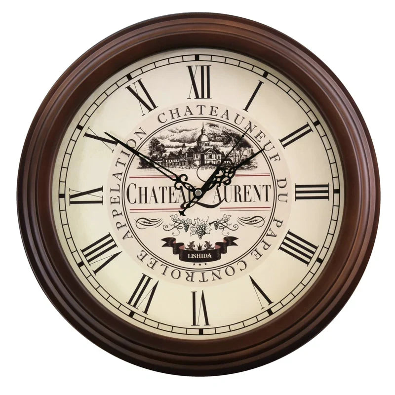 Silent wall clock customizable in retro modern wood - --Light Walnut 51