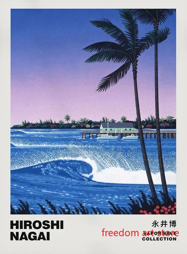 Modern Japanese Vintage Art Poster by Hiroshi Nagai - 13X18cm Unframed