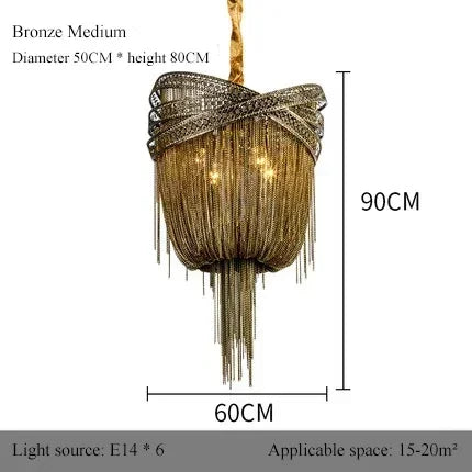 Aluminum pendant light industrial style with decorative acorns - 60CM / Chrome Color