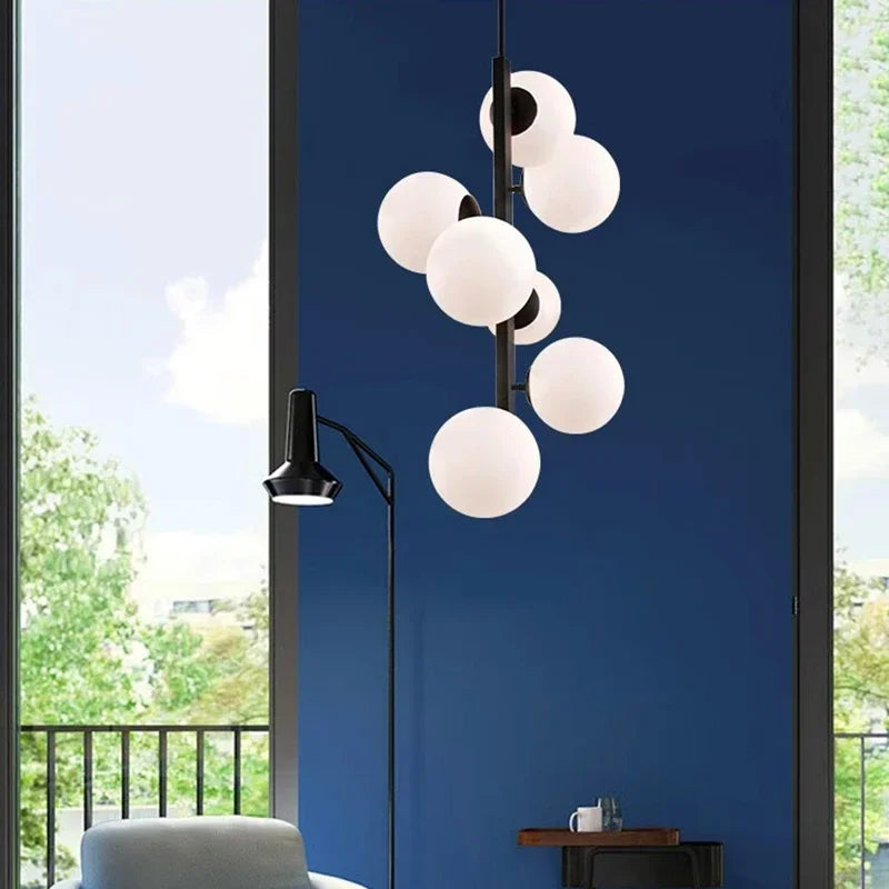 Nordic ceiling lamp in iron and decorative glass - view 3