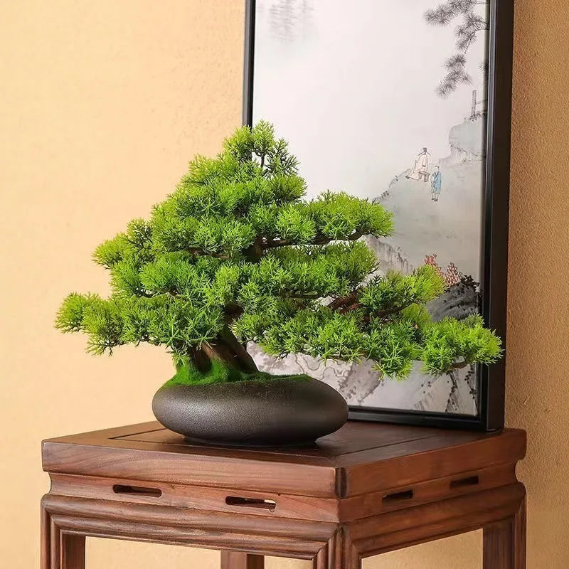 DIY Potted bonsai for Home Decoration, False Tree, Living Room, Chinese Style, Hotel Porch Landscape, Green Plant Decoration - view 2