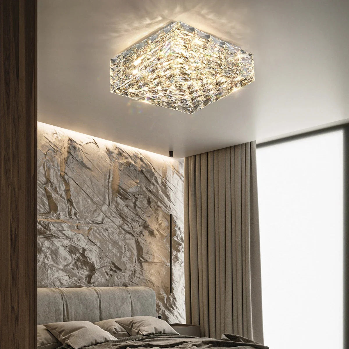 Stainless steel ceiling and modern creative design crystal square - view 2