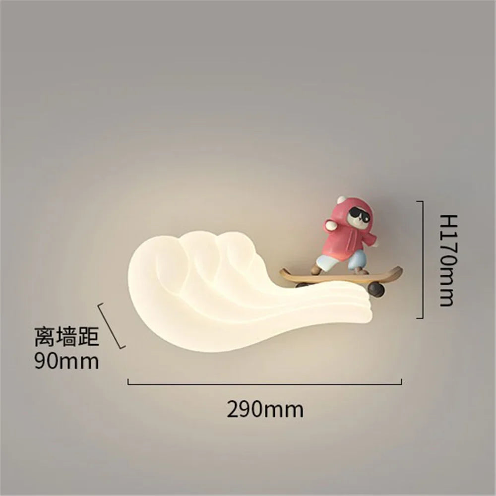 Led wall sconce whale and children's sailboat with changing colors - D