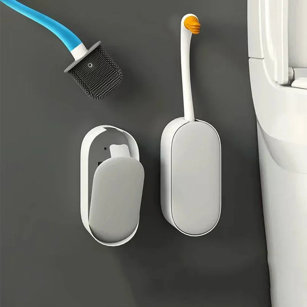 Goose Shape Toilet Brush - Wall-Mounted Corner Cleaner, Refillable Detergent, Funny Silicone TPR Brush, Bathroom decor Accessory - view 3
