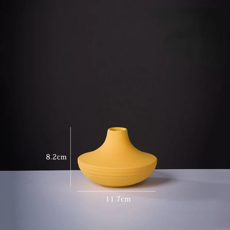 Ceramic Small Vase for Home Decoration, Simple and Modern, Round Flowers, Solid Color, New - 16