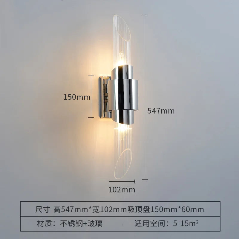 Postmodern design glass tube wall sconce for elegant interior - Silver