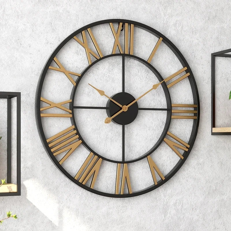 3d decorative wall clock modern retro Roman style silent metal - view 4
