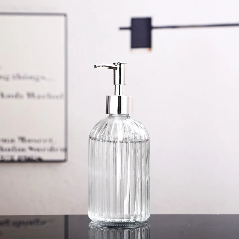 Portable glass liquid soap dispenser for bathroom - Vertical White